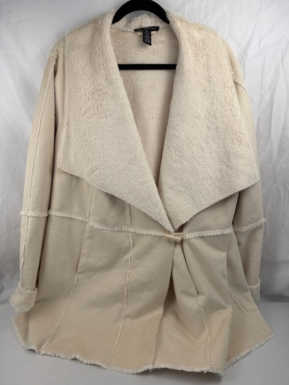 INC International Concepts Cream Faux Shearling Wrap Jacket 2X - Picture 1 of 12